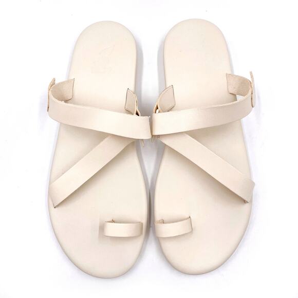Ancient Greek Sandals Magda Off White Leather Open Toe Slides Sz 42 / 12 US - Picture 1 of 10